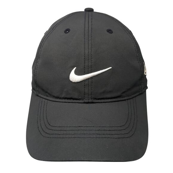 Nike Golf Strapback Cap Black One Size Adjustable Embroidered Swoosh Polyester - Picture 1 of 10